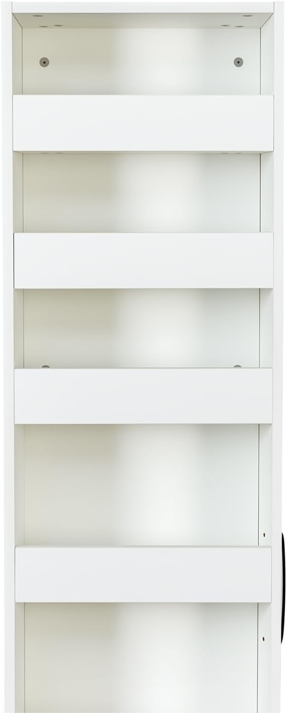 JOYSOURCE Tall Narrow Pull-Out Storage Shelf with Wheels 7-Tier Slim Rolling Storage Spice Rack Next to Fridge Utility Cart Single-Sided for Small Spaces, Kitchen, Laundry Room, White