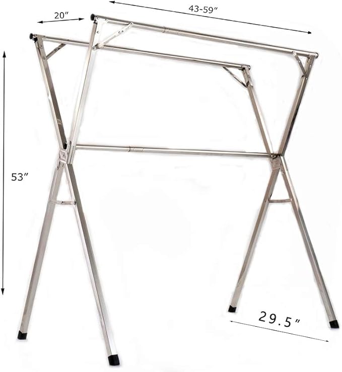 AIODE Clothes Drying Rack for Laundry Foldable Free of Installation Adjustable Stainless Steel Garment Rack