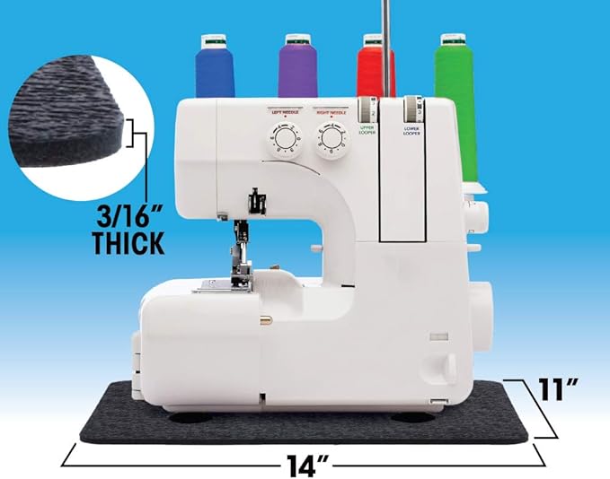 Cottage Mills Stay-in-Place Machine Mat - 11" x 14" - Calms Vibration and Dampens Noise. Great for Sergers. Made in USA.