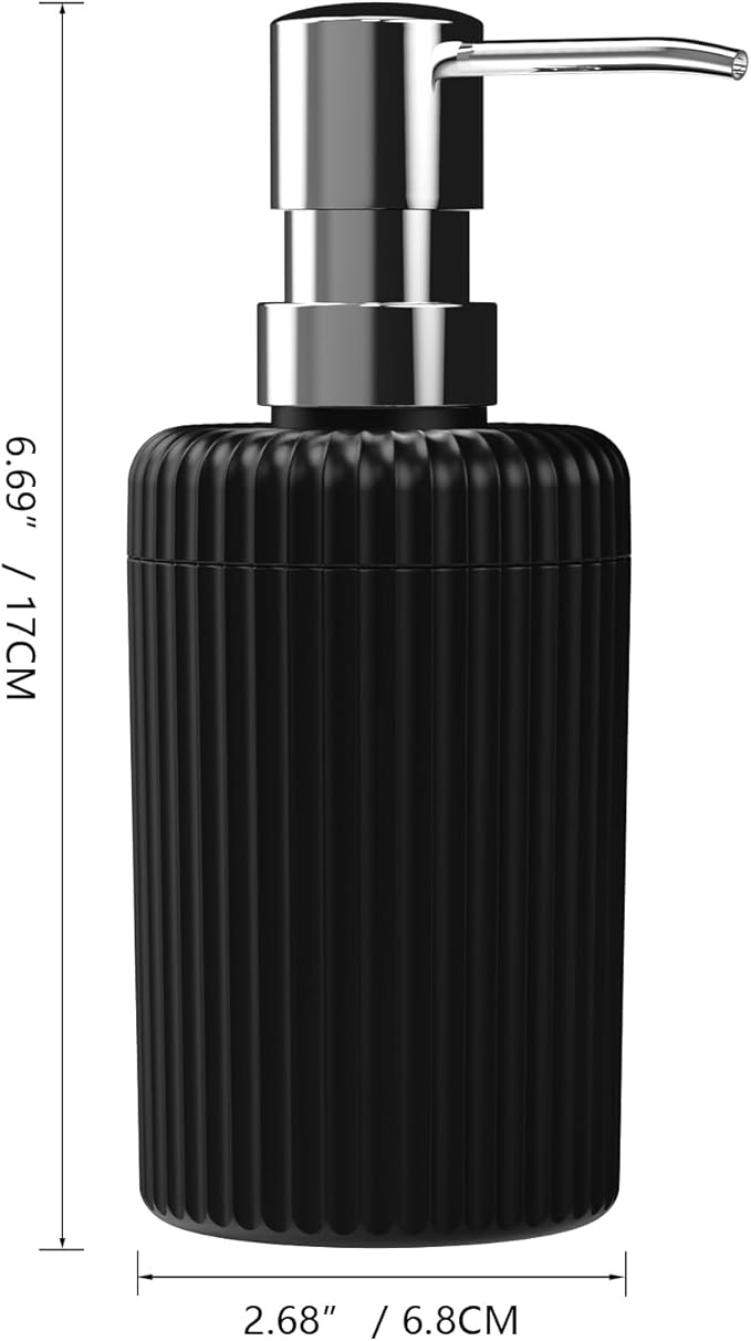 Soap Dispenser for Bathroom,2 Pack Kitchen Hand Soap Dispenser,12oz Modern Minimalist Style Plastic matte black Empty Lotion Dispenser with Refillable Pump,Liquid Bottle for Dish Soap,College Dorm Use