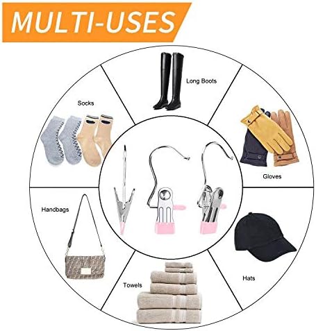 15 Pack Boot Hanger for Closet, Laundry Hooks with Clips, Boot Holder, Hanging Clips, Portable Multifunctional Hangers Single Clip Space Saving for Jeans, Hats, Tall Boots, Towels(Pink)