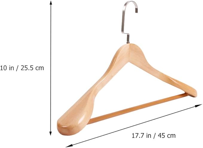 Kids Hangers Wide Shoulder Wooden Hangers Wood Suit Hanger Coat Hanger with Non Slip Pants Bar for Dress Jacket Heavy Clothes Hangers Khaki 45X25.5CM Blazer