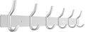 Wall Mounted 16 inch Coat Hanger Rack 6 Hooks Aluminum Alloy Silver for Kithchen Bathroom