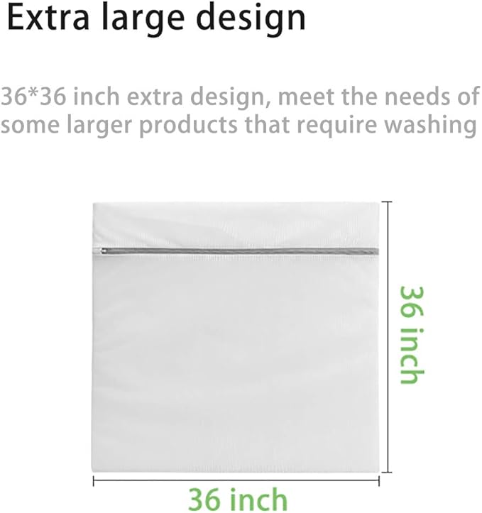 Runtoo 36 x 36 inches Extra Large Laundry Bag Delicates Wash Bags Camp Travel Heavy Duty Zipper Big Net Sweater Curtain Bedding Robes Blanket Jumbo Toys Organizer (Fine)