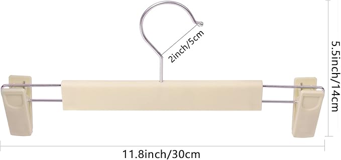 Pants Hangers with Clips Skirt Hangers for Women Plastic Clip Hanger for Pants Clothes Hanger (30pack, Khaki)