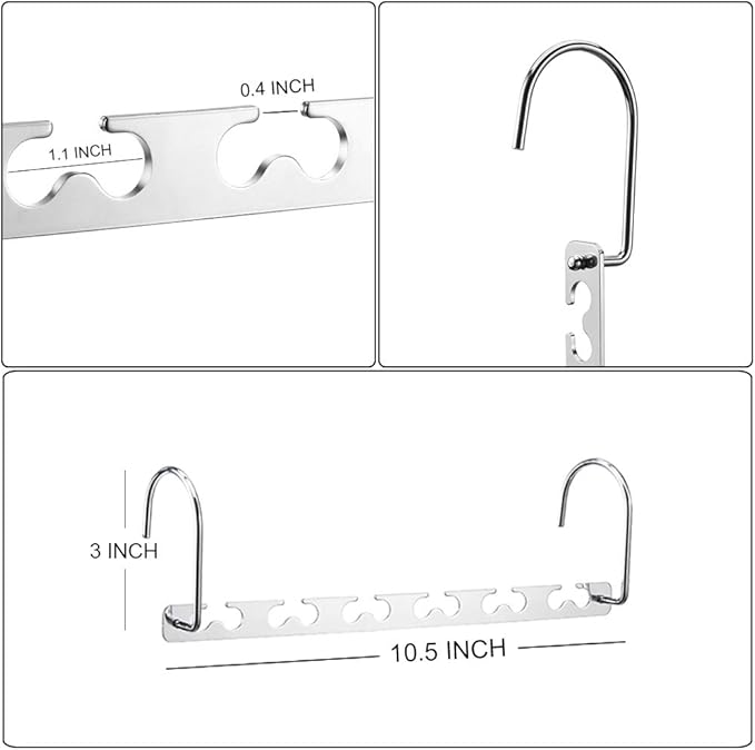 Meetu Space Saving Hangers - Metal Clothes Hangers with 6X2 Slots, Magic Cascading Design, Updated Hooks (Pack of 6)