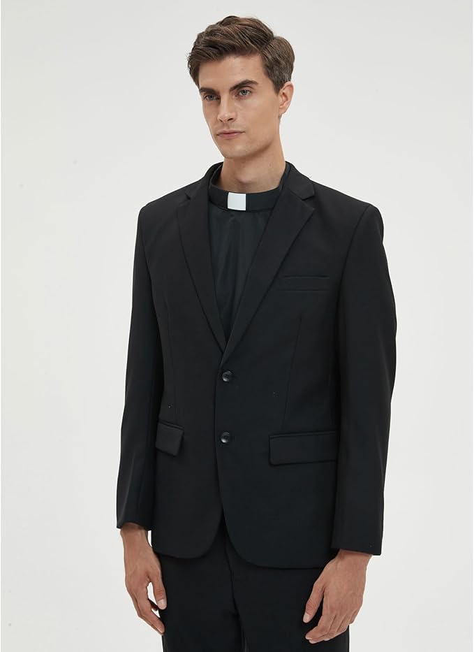 BLESSI Unisex Clergy Tab Collar Dickey Clerical Dickey Bib Collar with Insert White Collar Tab