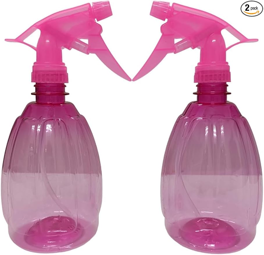 Spray Bottles 500ml 16 Oz Clean Squirt Bottle Colorful Multi-uses Spray Bottles for Cleaning, Water Flowers, Plant Care, Ironing, Hair Care, Gardening Cosmetics Kitchen Bathroom (Pack of 2) Pink