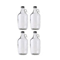 Fastrack 4-Pack Half-Gallon Glass Jug Set (64 oz) w/4 Polyseal Caps | Multipurpose Half Gallon Jug, & Detergent Dispenser for Laundry, Glass Jar for Liquids, Water & Juice