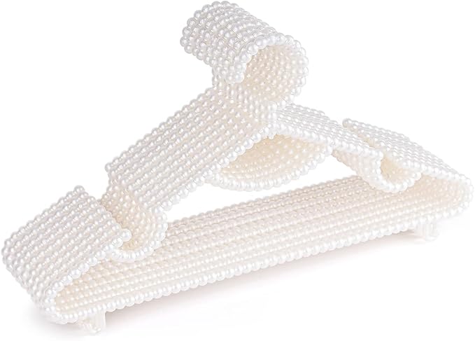 10 Pieces Plastic Heavy Duty Pearl Hangers. Bride Hanger for Wedding Dress. Bridesmaid Hangers. Hanger for Shirt, Pants, Clothing, Coat, Bridal, Sweater and Home Decor. (PH3)