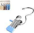 Clothes Pins, 15 Pack Hanger Hooks, Stainless Steel Laundry Clips, Travel Hangers, Towel Clips, Legging Organizer for Closet Hanging, Space Saving Hanger Clips for Pants, Jeans, Hats, Boot(15P+Blue)