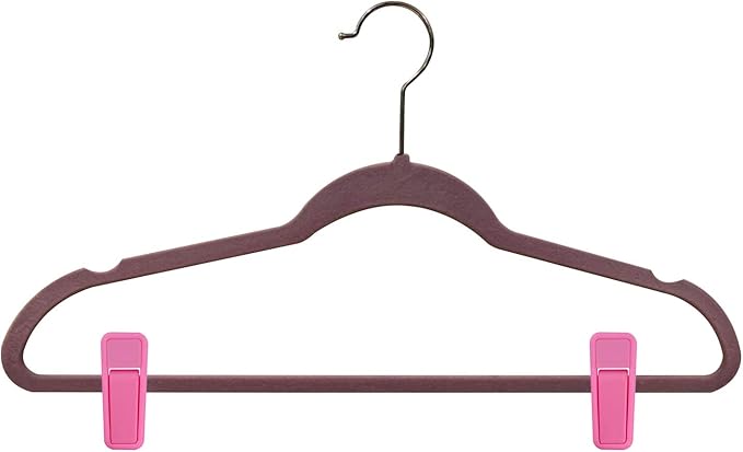 Premium Heavy Duty ABS Plastic Slim-line Hanger Set of Finger Clips for Velvet Hangers - 20 Pack (Pink)