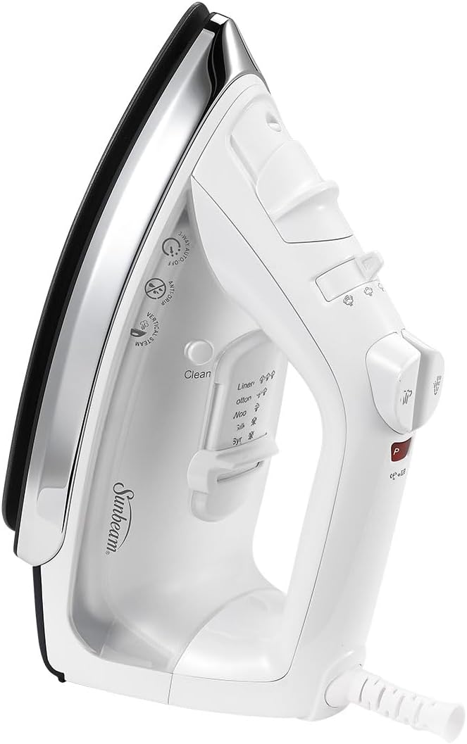 Sunbeam GCSBC Classic 1200 Watt Mid-size Anti-Drip Non-Stick Soleplate Iron Steam/Vertical Shot feature 8' 360-degree Swivel Cord GCSBCL-317-000 Auto Shut Off