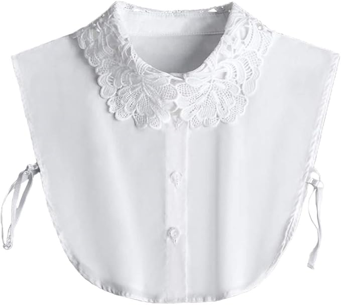 YAKEF Lady Half-Shirt Blouse Detachable Lace Chiffon Fake Collars Dicky Collar Faux Collar