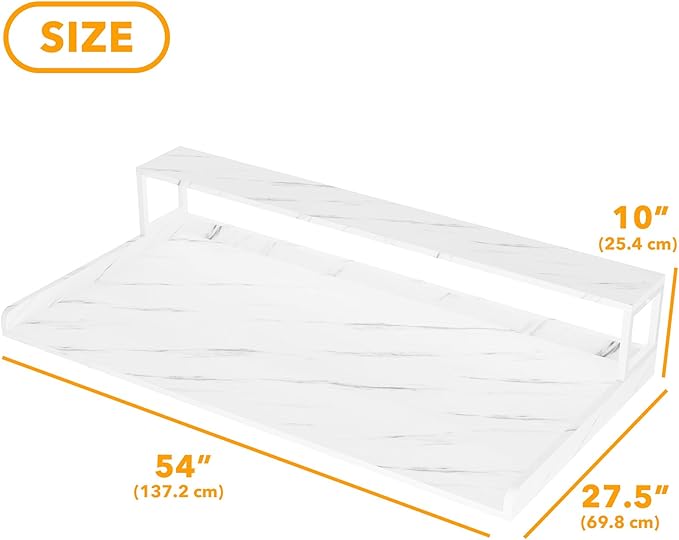 SpaceAid 2-Tier Washer Dryer Countertop, Laundry Topper with Rack Shelf 54" Width x 27.5" Depth x 10" Height Organizer Cover for Washer and Dryer Laundry Hamper Counter Storage (White Marble)