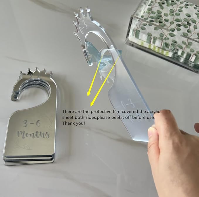 Baby Closet Dividers,Set of 7 Acrylic Mirror Baby Clothes Organizers for Wardrobe Closet Home Nursery from Newborn to 24 Months (Silver Mirror, Model 2)