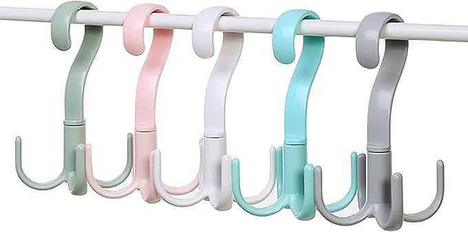 8 Pcs 4 Claws Closet Hangers, Clothes Hanger Connector Hooks 360 Degree Rotatable Thickened Strong Load Closet Hanger Hook for Clothes Hats Bags Random Color