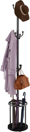 Coat Rack Freestanding, Coat Rack Stand with Umbrella Holder, Coat Tree, Coat Hanger Stand with 12 Hooks for Clothes Bag Hats, Hat Rack Hall Tree Coat Hanger Umbrella Stand for Entryway