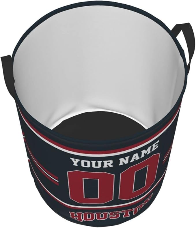 Custom Houston Laundry Hamper Personalized Laundry Basket Customized Name And Number Collapsible Storage Basket for Bedroom Bathroom Living Room Gifts