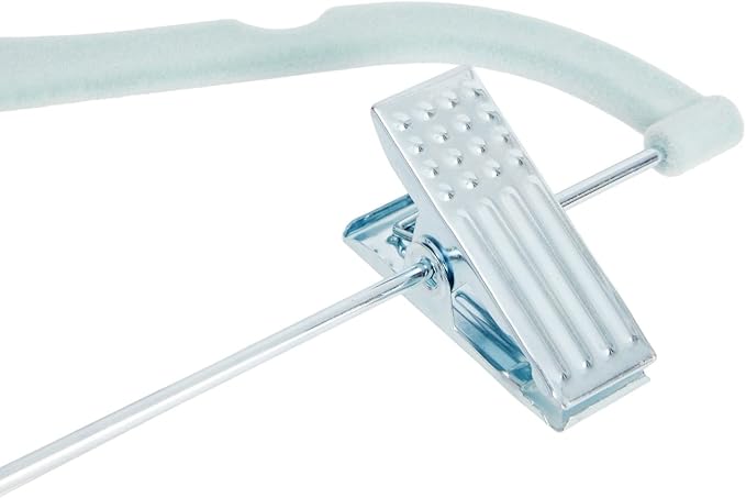 Juvale 24-Pack Light Blue Velvet Hangers - Kid Hangers with Clips - 360 Degree Swivel Hook & Space-Saving Design - 12 x 8 in, Light Blue