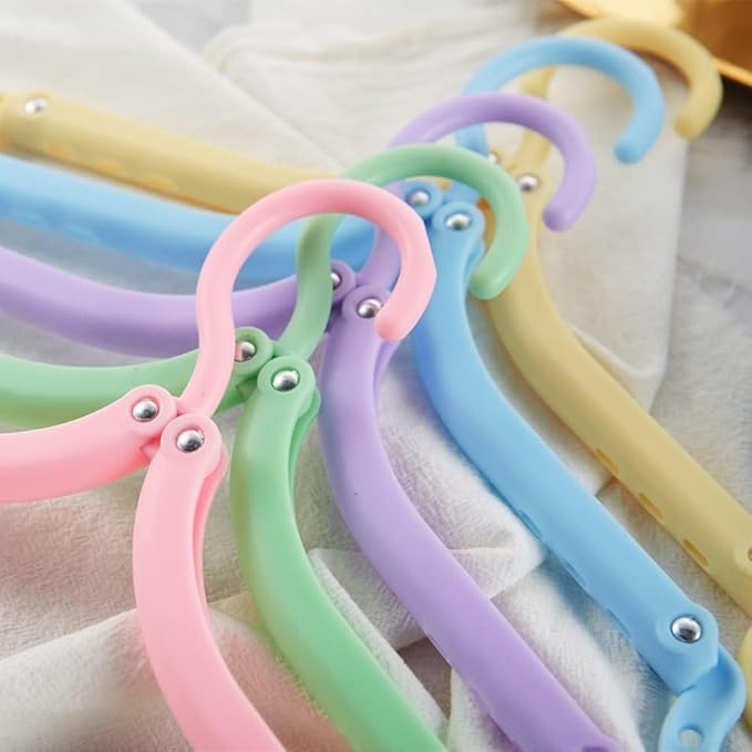 12 Pack Travel Hangers Portable Foldable Hanger Organizer, Plastic Travel Clothes Hanging Rack Folding Hangers For Traveling Camping Flying Rv Cruises Suitcase, Multi Color