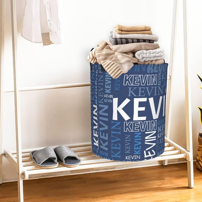 Custom Name Laundry Hamper, Personalized Dirty Clothes Hamper with Name for Bathroom Bedrooms Clothes Storage Organizer, Personalized Gifts for Boys Girls Men Women