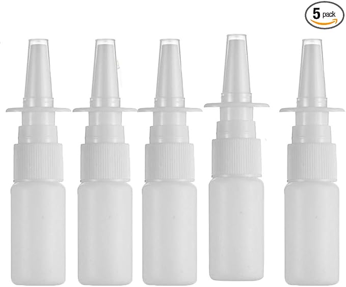 20ML White Empty Plastic Nasal Spray Bottles Pump Sprayer Mist Nose Spray Refillable Bottle For Saline Water Wash Applications Pack of 5
