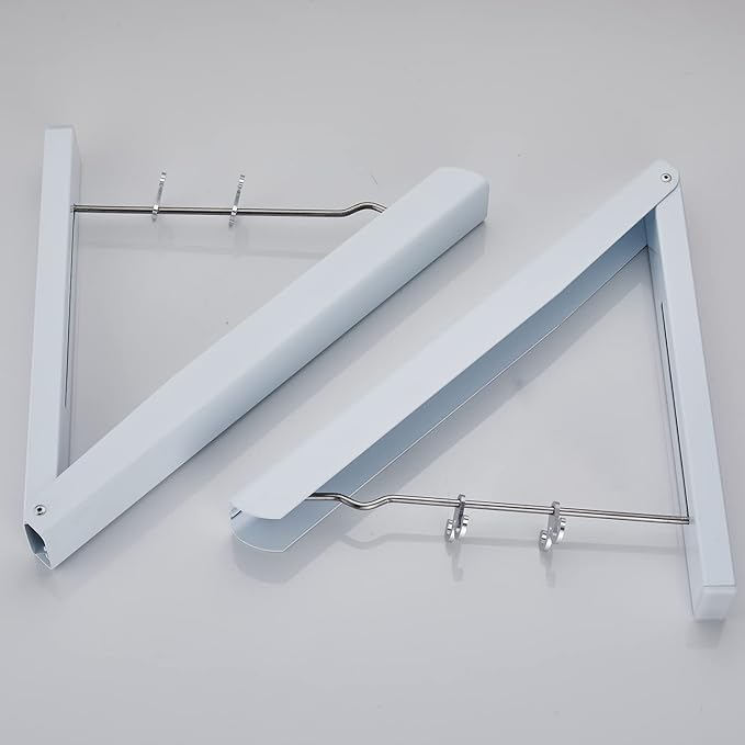 Retractable Clothes Rack - Wall Mounted Folding Clothes Hanger Drying Rack for Laundry Room Closet Storage Organization (2 Racks, White)
