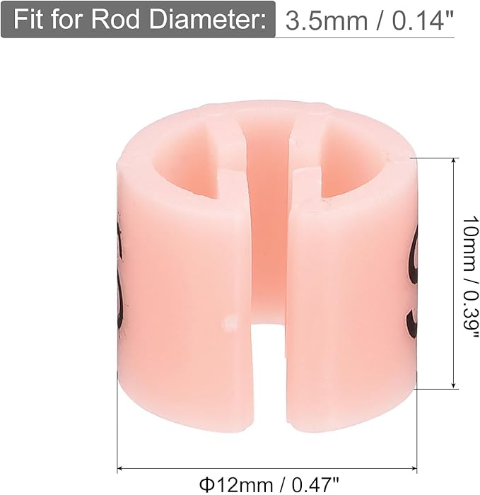 MECCANIXITY Clothes Hanger Marker S Fit 3.5mm Rod for Garment Color Coding Pink Count 150