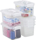 6-Pack Home Storage Bins, Plastic Container, Latching Box with Handle (White handle)