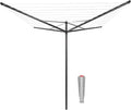 Brabantia Topspinner Outdoor 4 Arm Spinning Clothesline (164 ft/Ø 1.8") Rotating, Folding Clothes Drying Rack + Ground Spike (Anthracite)