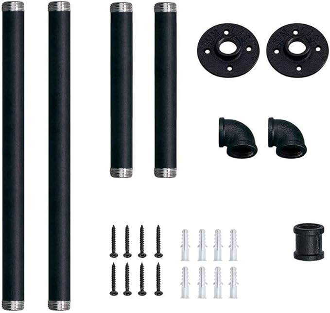 Industrial Pipe Clothes Rack, Black Iron Garment Bar Wall Mounted Decor, Heavy Duty Detachable Garment Racks, Multifunction Hanging Rod for Room Storage, 36.33 ”Length