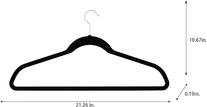 Simplify Extra Wide 21” Velvet Coat Hangers | 24 Pack | Slim Design | Heavy Duty | Holds 10 Pounds | Closet Organization | Shirt & Clothes | Black