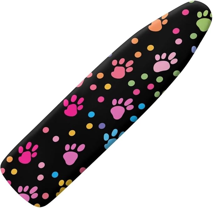 Flashideas Colorful Dog Paw Prints Ironing Board Cover and Pad Standard Size Ironing Board Cover and Pad Ventilate Extra Wide Ironing Pad for Table Modern Design, CZA12