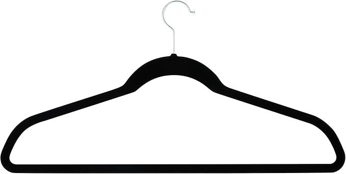 Simplify Extra Wide 21” Velvet Coat Hangers | 24 Pack | Slim Design | Heavy Duty | Holds 10 Pounds | Closet Organization | Shirt & Clothes | Black