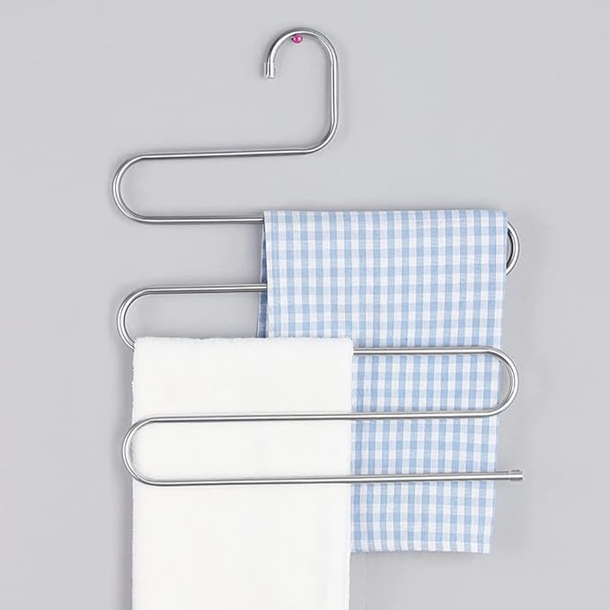 Magik 2-4 Pcs Trouser Pants Hanger Non-Slip S-Shape 5-Layer Rack Closet Space Saver (2)
