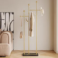 Standing Coat Rack with Marble Base Heavy Duty Clothes Hanger Rack Metal Coat Tree for Clothes Hats Scarfs Purses 19.69 x 11.02 x 68.9 Inches (Gold)