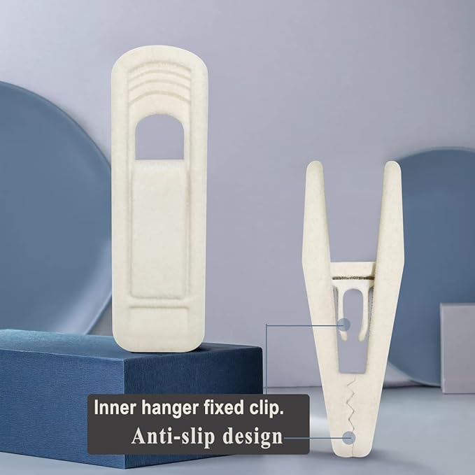 Beige Velvet Hanger Clips 60 PCS, Non-Slip Velvet Clip Work Perfectly for Ivory/Beige Velvet Hangers, Pant Skirt Hanger Velvet Clips Fit for Velvet Clothes Hangers