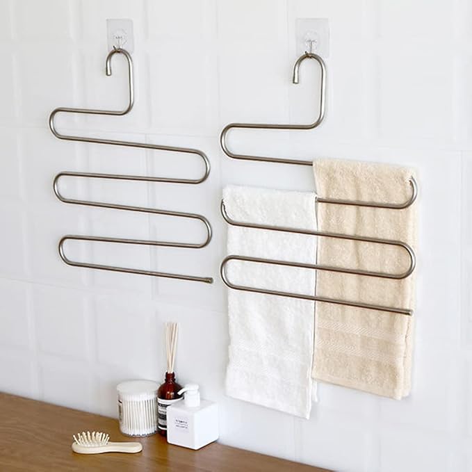 Magik 2-4 Pcs Trouser Pants Hanger Non-Slip S-Shape 5-Layer Rack Closet Space Saver (2)