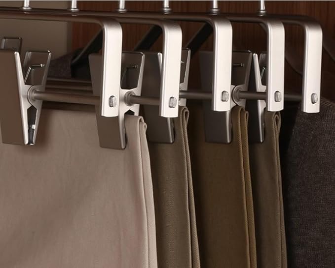 Premium Matte Silvery Aluminum Pants Clip Hanger 10 Pack, 12” Extra Smooth & Durable Metal Shirt Dress Aluminum Alloy Hanger,Clothing Support,Clothing Hang