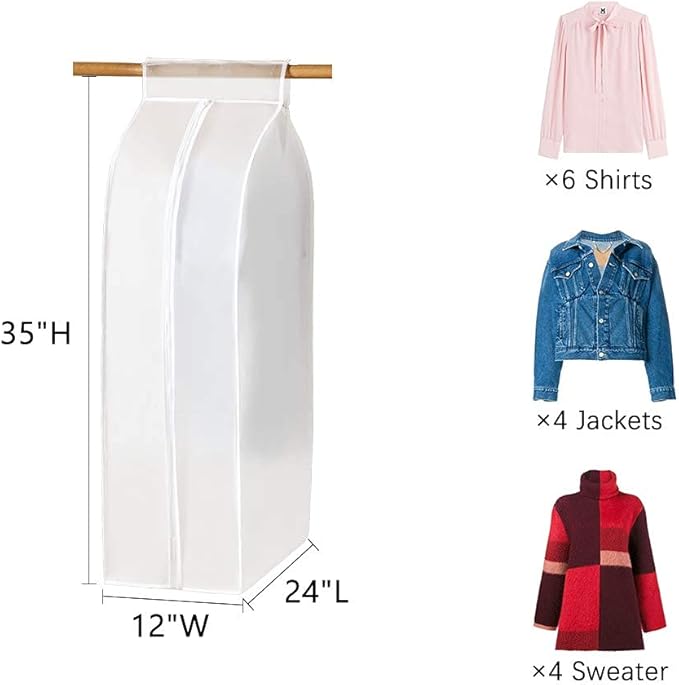 XIAKE Garment Bags M/oth-proof Dust Cover Coat Hanging Clothes Storage Bag Premium Thickened Clothing Organizer Moisture-proof Dust-proof Clothes Cover