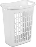Bushel Laundry Hamper, Slim Rectangular Ventilated Plastic Clothes Basket, Heavy Duty Washing Bin With Reinforced Handles for Bathroom, Dorm, and Closet Organization, White, 1 Pack