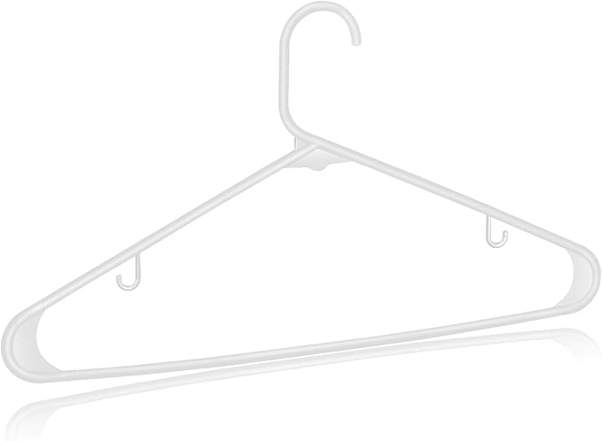 ZenStyle 100 Pack Standard Size White Plastic Hangers for Clothes Lightweight Space Saving Tubular Clothing Hangers (White)