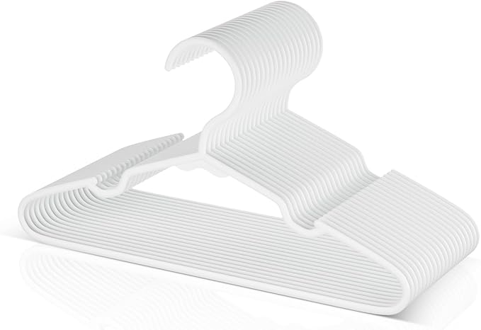 VTRIN Baby Hangers 20 Pack Large Capacity Hard Plastic Kids Hangers Suitable for All Clothes of Infant and Toddler, Such as Short, Shirts and Thick Coats, White