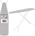 Full Size Ironing Board Made in USA – Light Grey by Seymour Home Products 4 Heavy-Duty Steel Legs Perforated Top for Steam Includes Cover & Pad Sturdy, Foldable Iron Board for Home & Laundry
