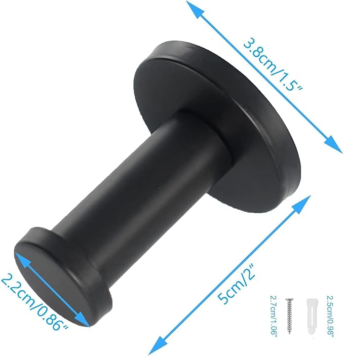 Bathroom Towel Hooks, 4 Pack Round Coat Hooks, Sturdy Wall Mounted Robe Hook, SUS 304 Stainless Steel Heavy Duty Clothes Hanger, Wall Towel Hooks for Bathroom Bedroom Kitchen (2 in, Black)