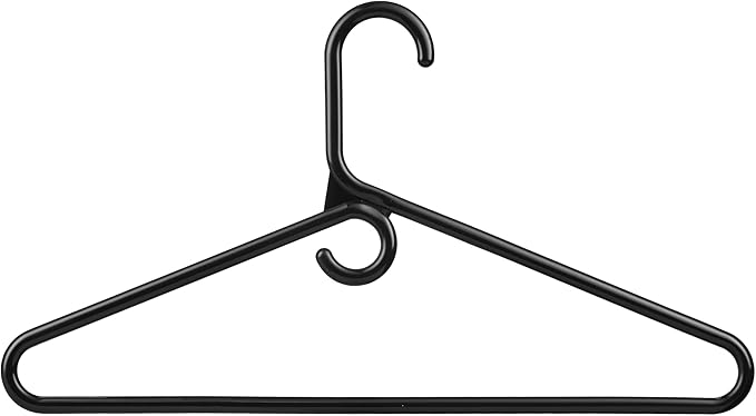 DEILSY™ Black Heavy Duty Hangers with Hooks for Scarves & Belts – Thick and Strong Clothes Hangers for Shirts, Jackets, Pants, and Dresses – Space-Saving Plastic Hangers – Pack of 30