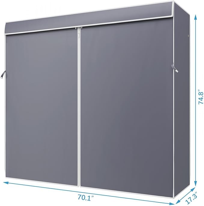 VIPEK Cover ONLY Fit for V5/ V10/ S3/ V6E/ V3C/ V5L/ V10i/ S3i/ V5L i1 Garment Rack, Dustproof Oxford Fabric Clothing Rack Cover with Zipper, 70.1" L X 17.3" W X 74.8" H, Grey