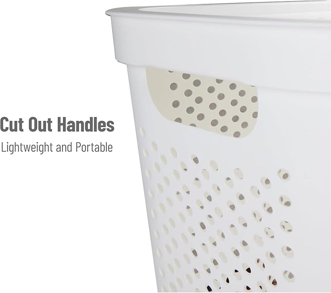 Slim Laundry Hamper with Lid, 60L Clothes Basket, Plastic laundry basket,for Home Storage Clothes Organizer, Laundry Room, College Dorm White