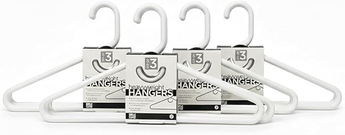 12-Pack Heavy Duty Tubular Plastic Clothes Hangers – White Jumbo Adult Coat & Suit Hangers | Super Strong, Sleeved, Space-Saving Closet Organizers